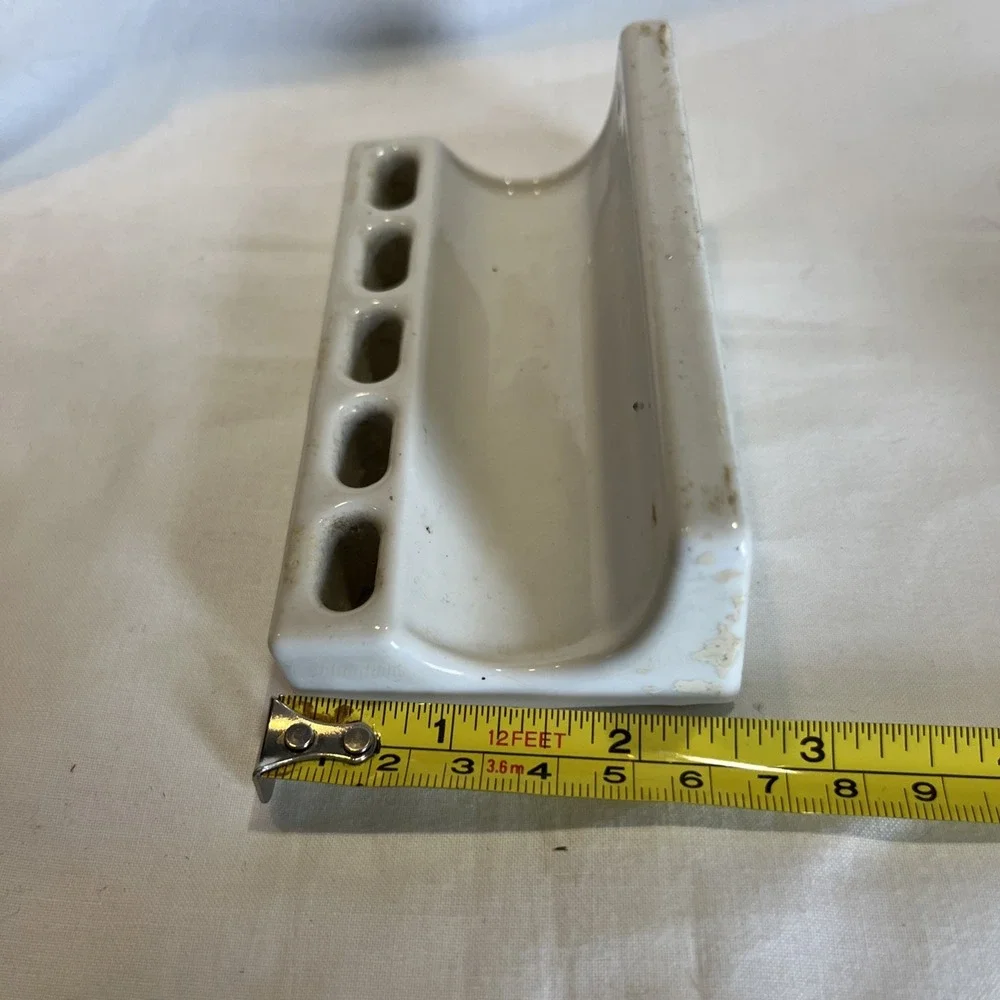 Antique Wall Mount White Porcelain Toothbrush Holder, 5 Slots
